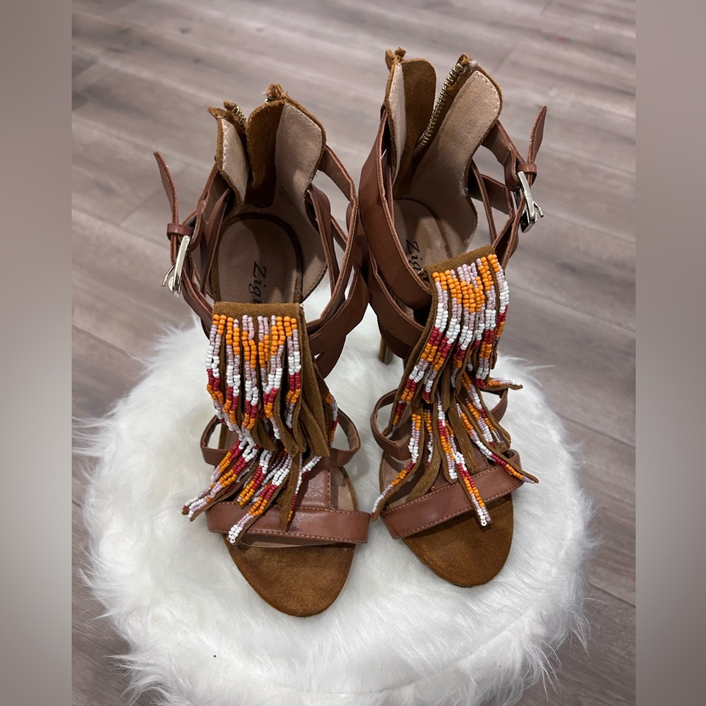🎉PRICE ⬇️ ZIGISOHO • Cognac Leather High Heel Sandal • sz 6.5